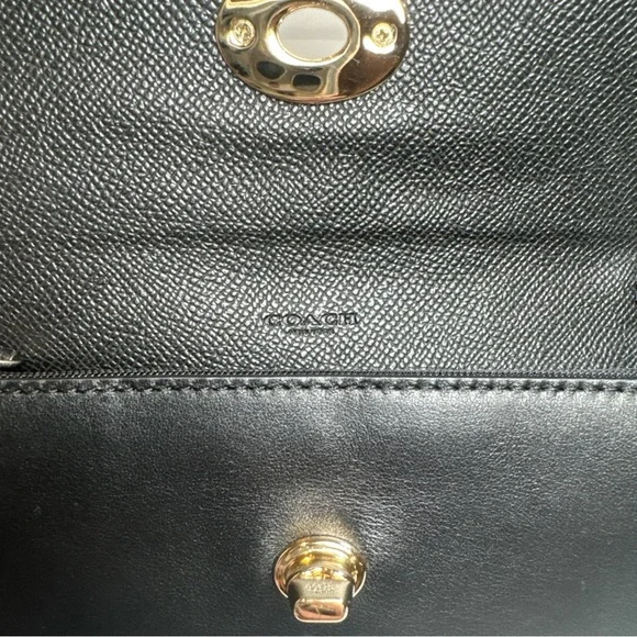 Coach Leather Turnlock Chain Clutch Horse & Carriage Embossed Hardware NEW - Picture 5 of 16